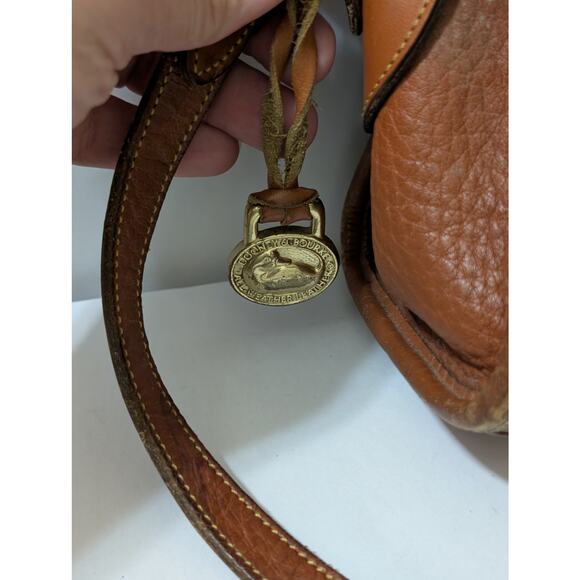 Vintage Dooney and Bourke Brown Crossbody All Weather Leather Bag with Buckles - Picture 3 of 10